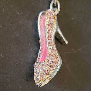 NEW Elegant Pink, Silver & Gold High Heel Keychain, Sparkling Crystals!